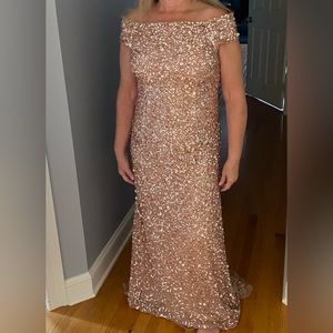 NWT Adrianna Papell dress. Size 12. Rose Gold sequins. Perfect condition. $150